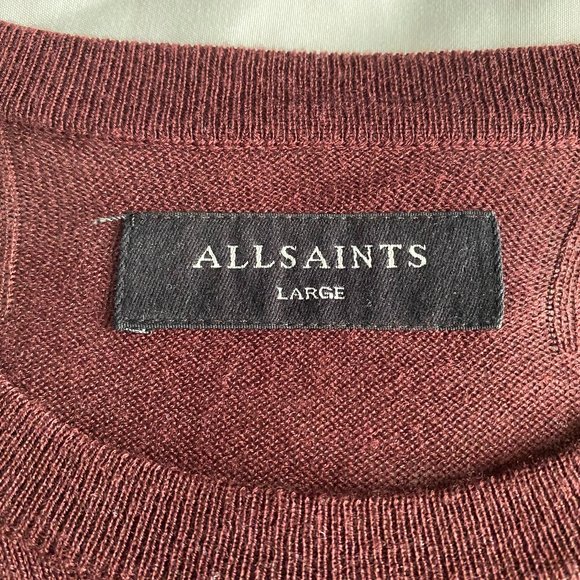 All Saints Mens Red Pull Over Sweater Size Large - Picture 2 of 4